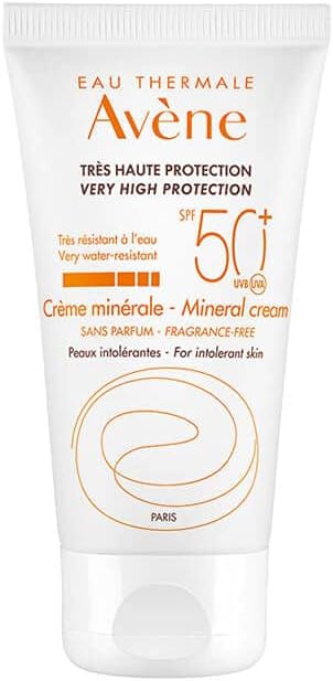 Eau Thermale Avène Very High Protection Mineral Cream SPF 50+ - Very High Sun Protection For Skin That Is Intolerant To Chemical Filters And Fragrances - Fragrance-Free - 50ml Pump Bottle